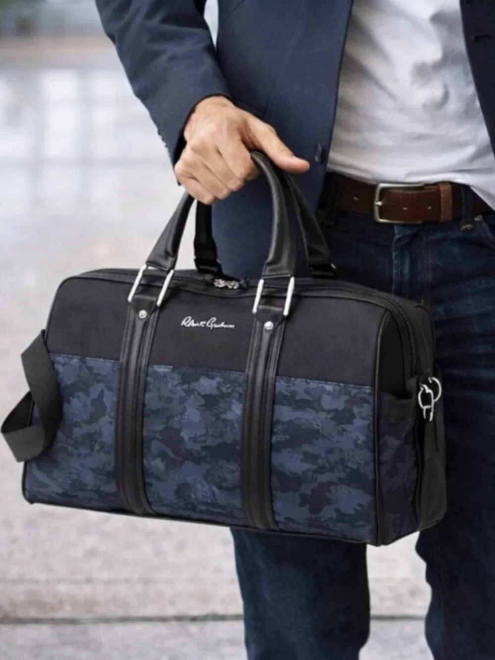 Robert Graham Reavy Black Blue Camo Weekender Duffle Style Carry-On Bag